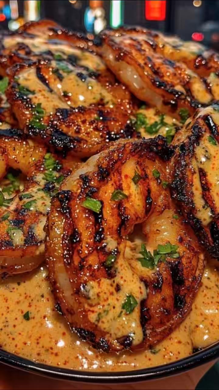 Creamy Cajun grilled shrimp